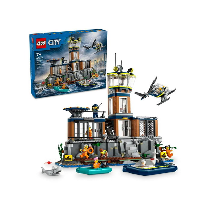LEGO City La Prison de la Police en Haute Mer 60419 avec Hélicoptère et Bateau, 980 pièces