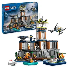 Lego 60419 City La Prison de la Police en Haute Mer - Set de Construction avec Hélicoptère, Bateau, 7 Minifigurines et Figurine de Chien