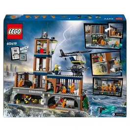 Lego 60419 City La Prison de la Police en Haute Mer - Set de Construction avec Hélicoptère, Bateau, 7 Minifigurines et Figurine de Chien