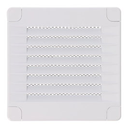Edm Grille de ventilation carrée ABS blanche 100x100x7mm avec bouchons et moustiquaire