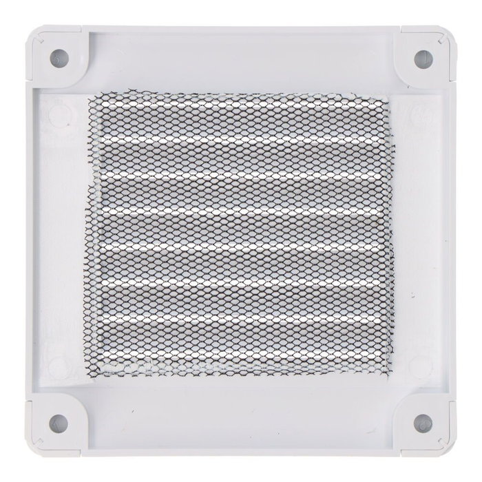Edm Grille de ventilation carrée ABS blanche 100x100x7mm avec bouchons et moustiquaire