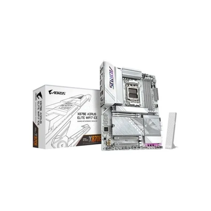 Gigabyte Carte mère Gaming X870E A ELITE WF7 ICE, ATX, Chipset AMD X870E, DDR5, PCIe 5.0, WiFi 7