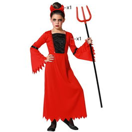 Déguisement Enfant Fille Demonia Halloween Diadème et Robe Rouge Taille 3-4 Ans en Polyester