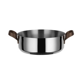 Alessi PU102/28 Casserole basse 28 cm avec couvercle en inox 18/10, idéale pour mijoter, rôtir, apte pour induction