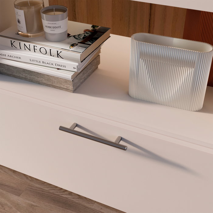 Emuca Lot de 10 poignées pour meubles Orlando, L274mm, entraxe 224mm, Acier, Nickel satiné