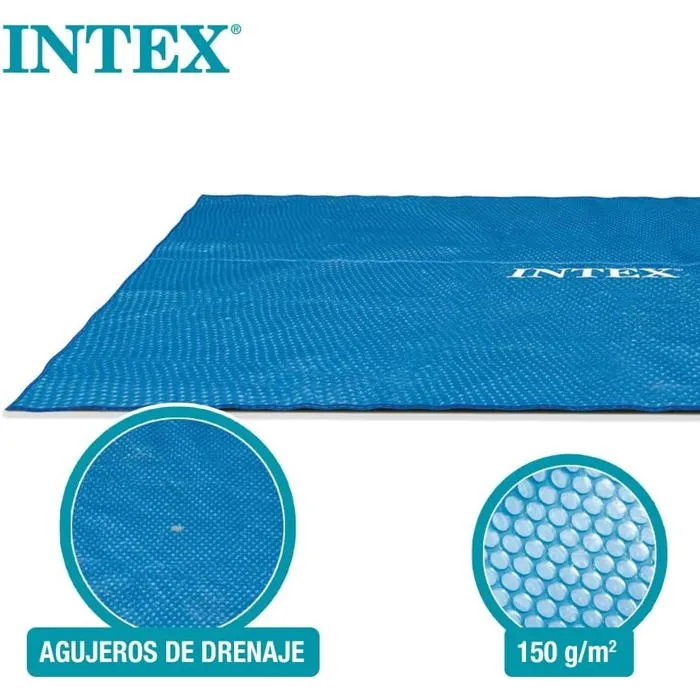 Intex Bâche à Bulles Rectangulaire pour Piscine 5.49 x 2.74 m Bleu - Couverture Solaire en Polyéthylène 160 Microns