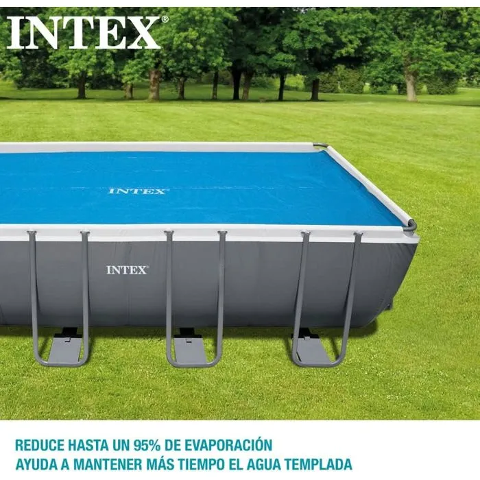 Intex Bâche à Bulles Rectangulaire pour Piscine 5.49 x 2.74 m Bleu - Couverture Solaire en Polyéthylène 160 Microns