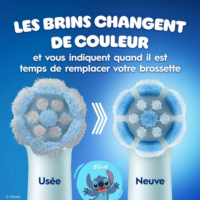 Oral-B Brossettes Disney Stitch Extra Douces Compatibles iO/iO2 Kids 6+, Lot de 3 pour Enfants à Partir de 6 Ans