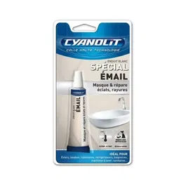 Cyanolit - Enduit spécial email réparation et finition - Pour éviers, baignoires, carrelage - Sèche en 24 h - Résistant - Flacon 15 ml