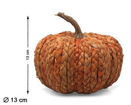 Calabaza Tejida Décorative pour Halloween en Orange avec Couvercle, 13 cm