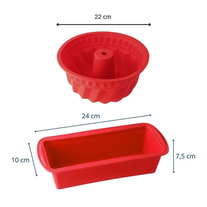 Dr Oetker Flexxibel Love Ensemble de 2 Moules en Silicone Rouge Dr Oetker Flexxibel Love Ensemble de 2 Moules en Silicone Rouge