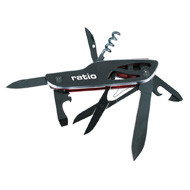 RATIO Navaja Multiusos Sport 7 Fonctions en Acier Inoxydable avec Housse en Nylon