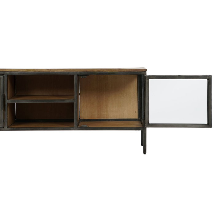 Meubles de télévision Home ESPRIT Naturel Gris foncé Bois Métal 137 x 40 x 55 cm