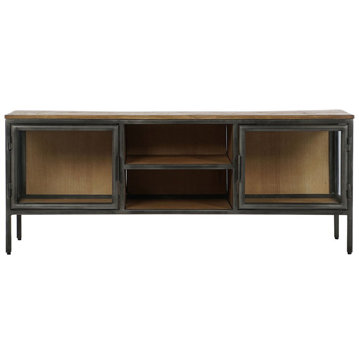 Meubles de télévision Home ESPRIT Naturel Gris foncé Bois Métal 137 x 40 x 55 cm