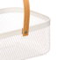 KINVARA Panier rectangulaire blanc avec poignée en bambou