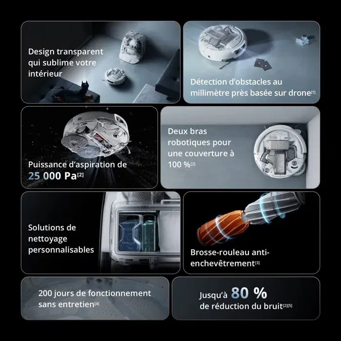 DJI Romo P Robot Aspirateur Laveur avec Station - Design Transparent - Aspiration 25000 Pa - Détection Millimétrique - Autonomie 200 Jours - Aspirateur Robot