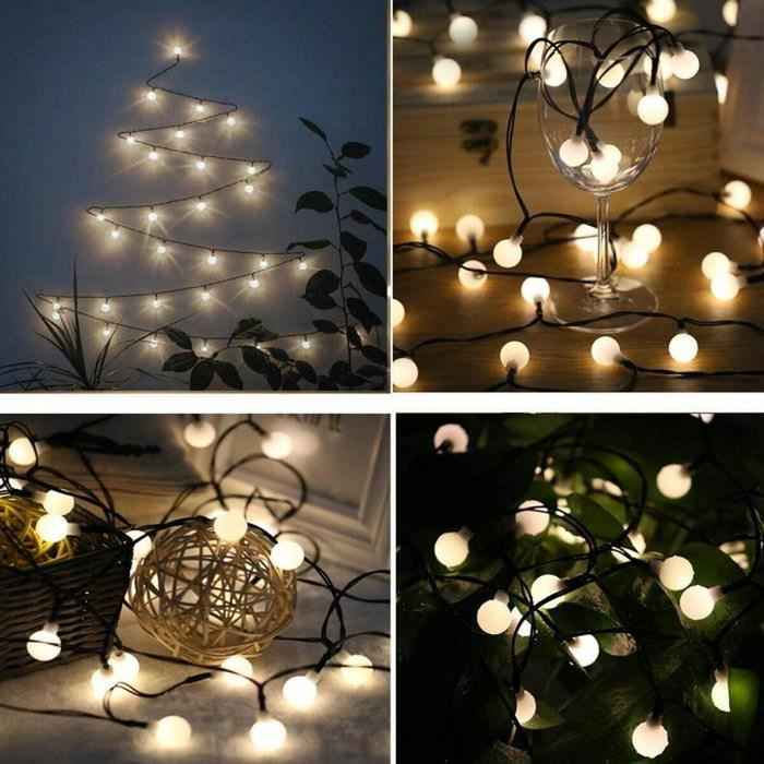 Lumi Jardin Guirlande lumineuse solaire Billy 60 LED Blanc chaud