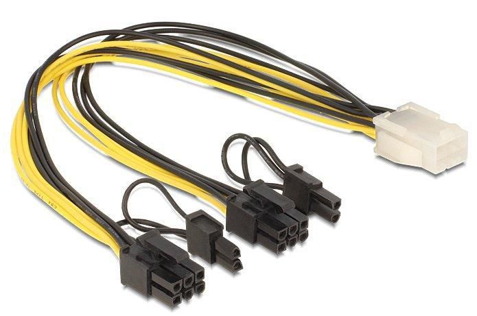 Delock Câble d'alimentation PCI Express 6 broches femelle vers 2 x 8 broches mâle 30 cm pour carte graphique
