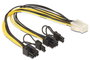 Delock Câble d'alimentation PCI Express 6 broches femelle vers 2 x 8 broches mâle 30 cm pour carte graphique