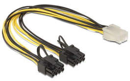 Delock Câble d'alimentation PCI Express 6 broches femelle vers 2 x 8 broches mâle 30 cm pour carte graphique