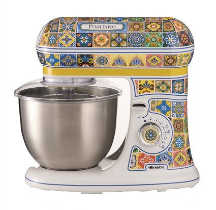 Ariete 1588 POSITANO Robot de cuisine compact avec bol inox, 10 vitesses et fonction pulse pour mélanger et pétrir - Accessoires inclus