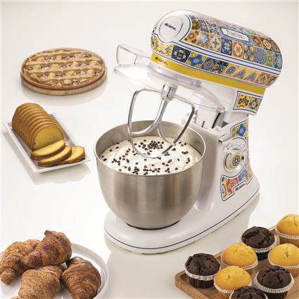 Ariete 1588 POSITANO Robot de cuisine compact avec bol inox, 10 vitesses et fonction pulse pour mélanger et pétrir - Accessoires inclus