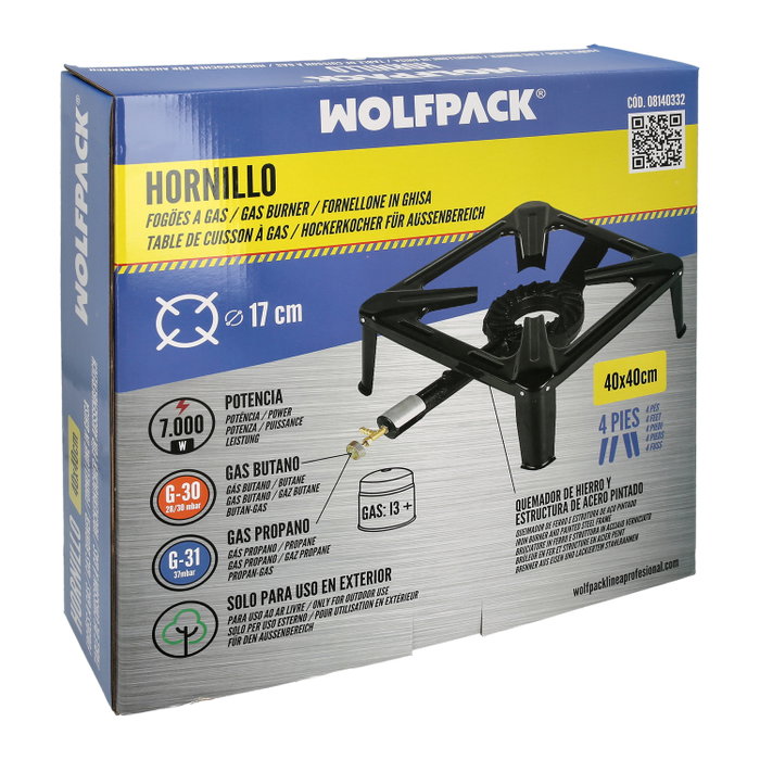 WOLFPACK LINEA PROFESIONAL Réchaud à gaz 4 pieds 40x40 cm