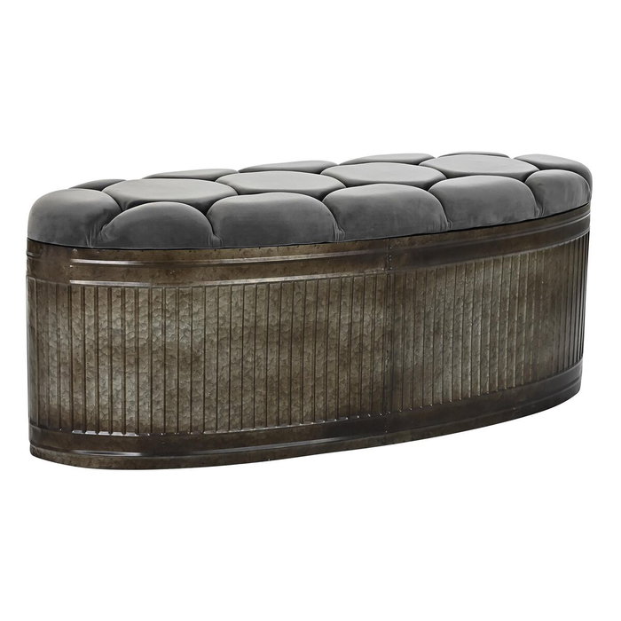 Banquette DKD Home Decor Gris Métal 117 x 42 x 47 cm Banquette DKD Home Decor Gris Métal 117 x 42 x 47 cm