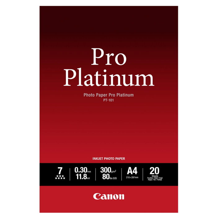 Canon Papier Photo Pro Platinum PT-101 A4 300g, 20 feuilles