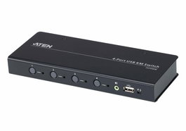 Aten CS724KM - Commutateur KVM USB 4 ports pour contrôler 4 PC avec 1 clavier/souris, câbles inclus, basculement sans limite