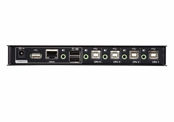 Aten CS724KM - Commutateur KVM USB 4 ports pour contrôler 4 PC avec 1 clavier/souris, câbles inclus, basculement sans limite