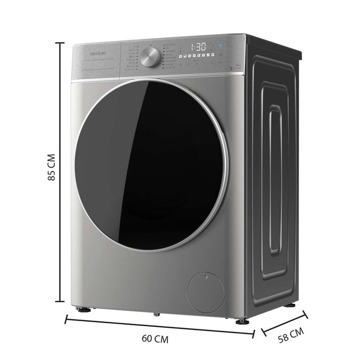 Cecotec Lave-linge séchant 10680 Inverter Steel 10/6 kg 1400 rpm A Moteur Vapeur