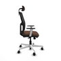 Chaise Alfera Synchrone/Traslack Maille/tissu Marron foncé Maille Noir Structure polyamide blanc Accoudoirs noirs et blancs Appui-tête 2D Roulettes 65mm nylon