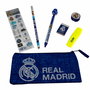 CYP BRANDS - Set de papeterie Real Madrid - 7 pièces - Porte-tout, stylo, crayon, gomme, taille-crayon, surligneur, autocollants