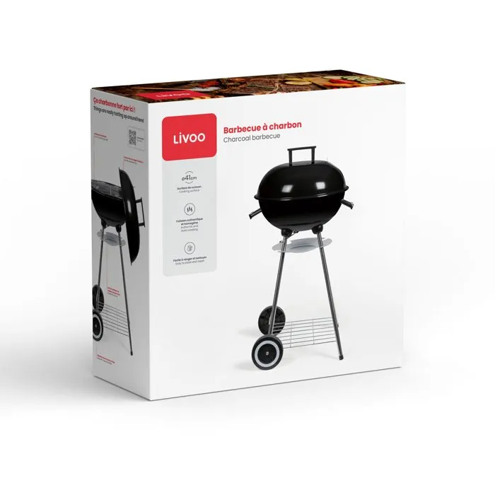 Livoo Barbecue à charbon avec surface de cuisson Ø 41 cm