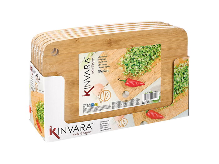 Kinvara Planche à découper en bambou 38x0.8x24 cm Beige (Set de 24)
