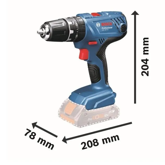 Bosch Professional Perceuse-Visseuse à Percution Sans Fil 18V GSB 18V-21 - 55 Nm, Mandrin AutoLock 13 mm, 2 Batteries 2.0Ah, Chargeur GAL 1820, L-Case - 06019H1109