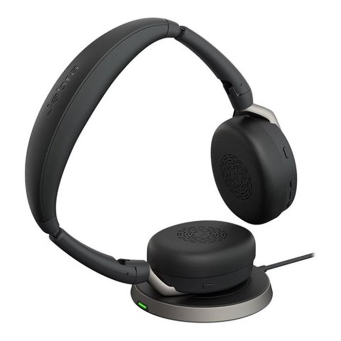 Jabra Evolve2 65 Flex MS Stereo Headset Noir avec Support de Charge sans Fil