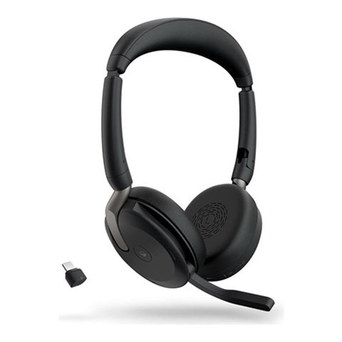 Jabra Evolve2 65 Flex MS Stereo Headset Noir avec Support de Charge sans Fil