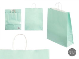 Pincello Sac en papier vert menta med 50x32 cm avec code-barres (Set de 100)