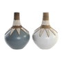 DKD Home Decor Vase Bleu Blanc Bambou et Coquillages (Lot de 2)