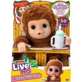 Moose Toys - Little Live Pets - Mon Bébé Singe Interactif Mango, Peluche avec 50+ Sons et Réactions, Accessoires Inclus (Réf. LITTLE LIVE PETS)