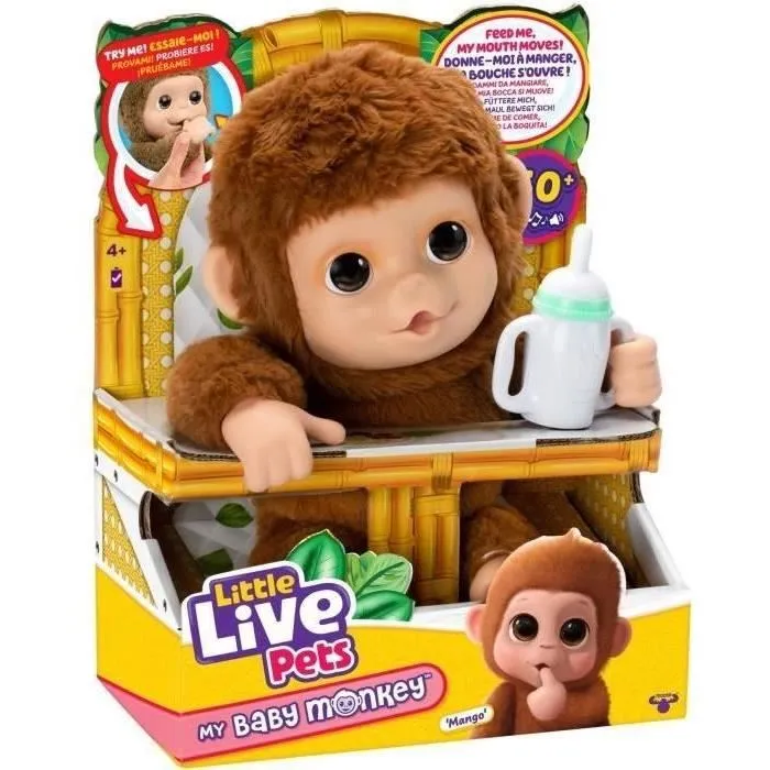 Moose Toys - Little Live Pets - Mon Bébé Singe Interactif Mango, Peluche avec 50+ Sons et Réactions, Accessoires Inclus (Réf. LITTLE LIVE PETS) Moose Toys - Little Live Pets - Mon Bébé Singe Interactif Mango, Peluche avec 50+ Sons et Réactions, Accessoires Inclus (Réf. LITTLE LIVE PETS)