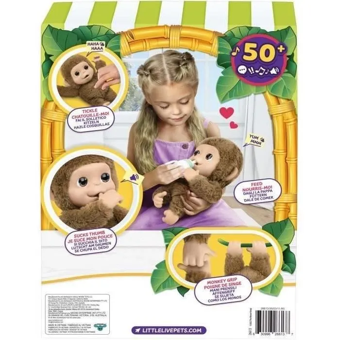 Moose Toys - Little Live Pets - Mon Bébé Singe Interactif Mango, Peluche avec 50+ Sons et Réactions, Accessoires Inclus (Réf. LITTLE LIVE PETS) Moose Toys - Little Live Pets - Mon Bébé Singe Interactif Mango, Peluche avec 50+ Sons et Réactions, Accessoires Inclus (Réf. LITTLE LIVE PETS)