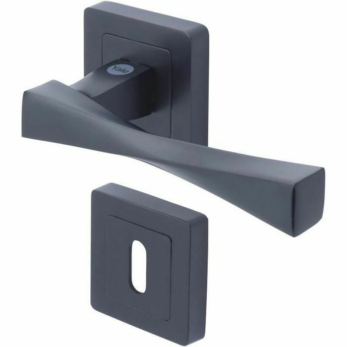 Yale YPP7-V-PC Verona Poignée de porte carrée noire sur rosace Yale YPP7-V-PC Verona Poignée de porte carrée noire sur rosace