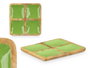 Giftdecor Bandeja Carrée 4 Compartiments Bois de Manguier Vert 31 x 3 x 3 cm (Set de 6)