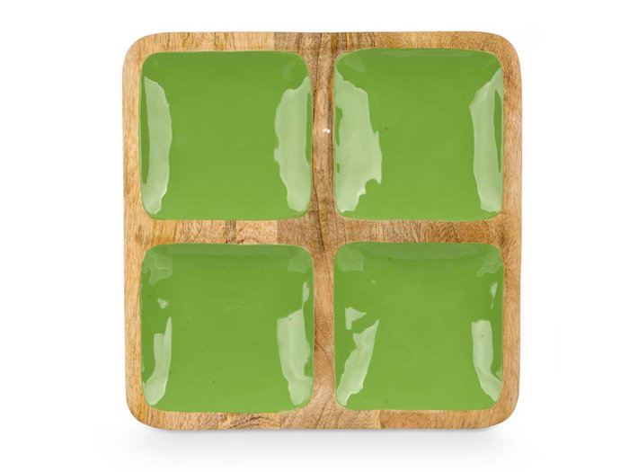 Giftdecor Bandeja Carrée 4 Compartiments Bois de Manguier Vert 31 x 3 x 3 cm (Set de 6) Giftdecor Bandeja Carrée 4 Compartiments Bois de Manguier Vert 31 x 3 x 3 cm (Set de 6)
