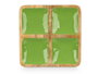 Giftdecor Bandeja Carrée 4 Compartiments Bois de Manguier Vert 31 x 3 x 3 cm (Set de 6)