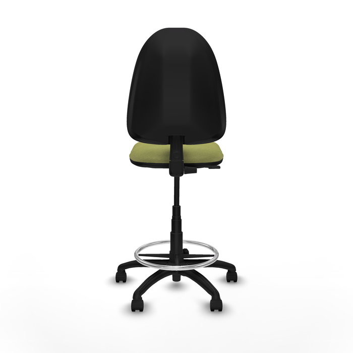 Tabouret Aýna taburete Contact permament de base Tissu Vert olive Structure polyamide noire Sans accoudoirs Sans appui-tête Roulettes en nylon 50 mm
