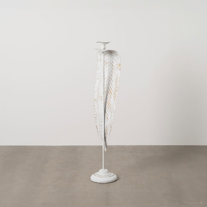 Bougeoir Blanc Fer 23,5 x 22,5 x 118 cm Bougeoir Blanc Fer 23,5 x 22,5 x 118 cm